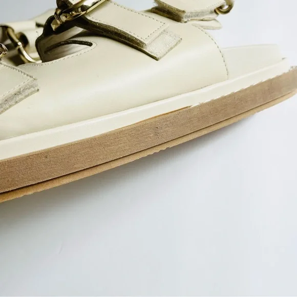 ALOHAS SIZE 41 Harper Leather Slingback Buckled Sandal in Cream